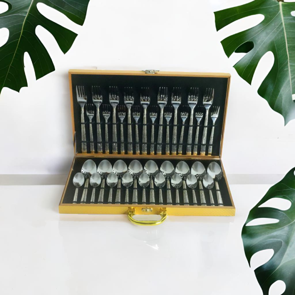 S/STEEL 36PCS SPOON & FORK SET W/BOX