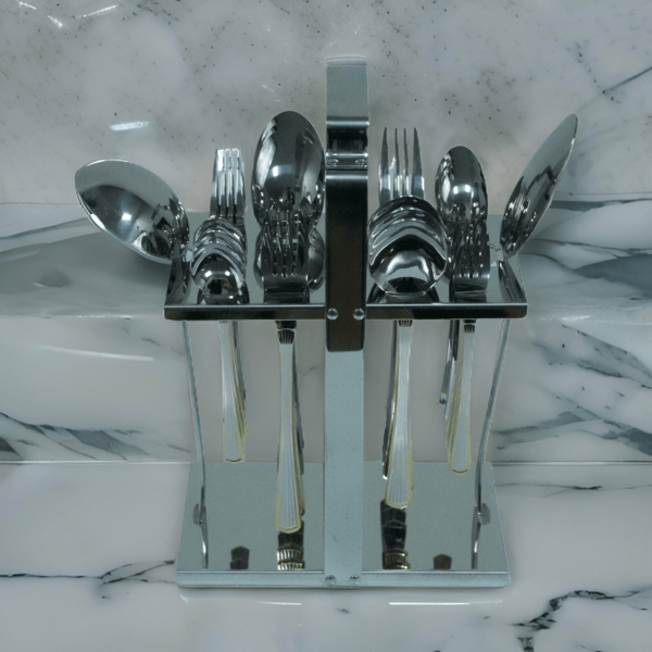 26PCS S/STEEL CUTLERY & RACK SET