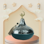 IRON CANDY BOWL W/LID-SILVER/CYAN-16.5X16.5X20CM