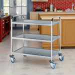 3-LAYER S/STEEL WHEEL TROLLEY-750X400X835MM