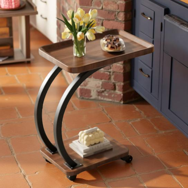 WOODEN WHEEL TROLLEY-52X34X59
