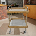 2 LAYER WOODEN & ACRYLIC TROLLEY-41X41X59-TY8305