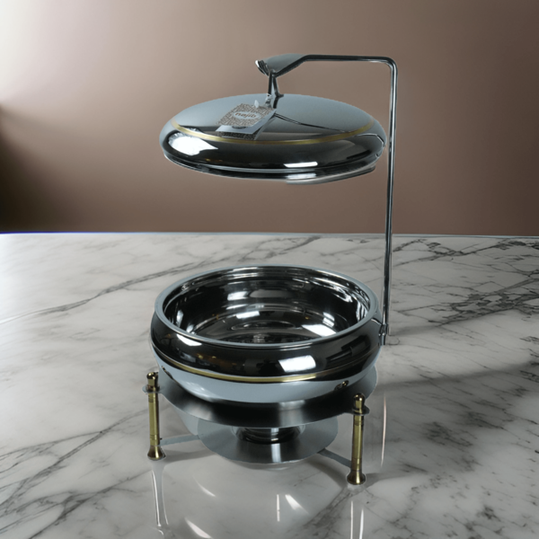 1814228110023 S/STEEL AINAZ CHAFING DISH GOLD LINE-8000ML - Image 1