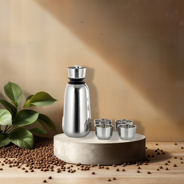 5 PCS S/STEEL VACUUM FLASK SET-1.0L+90ML*4PC