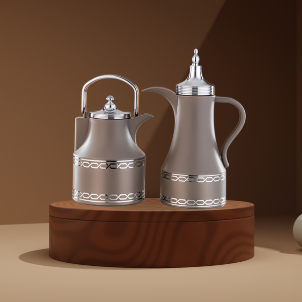 1849222020034 ALMARJAN KETTLE+DALLAH SET-1.0L+1.0L-WG/C - Image 1