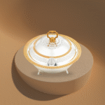 ALMARJAN DATE BOWL W/COVER-SILVER+GOLDEN