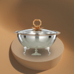 ALMARJAN DATE BOWL W/COVER-SILVER+GOLDEN