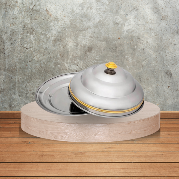 S/STEEL ROUND KOOZY TRAY W/COVER-50CM