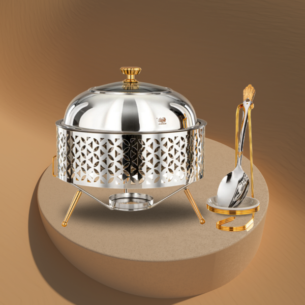 S/STEEL CHAFING DISH-3.0L-SILVER+GOLD