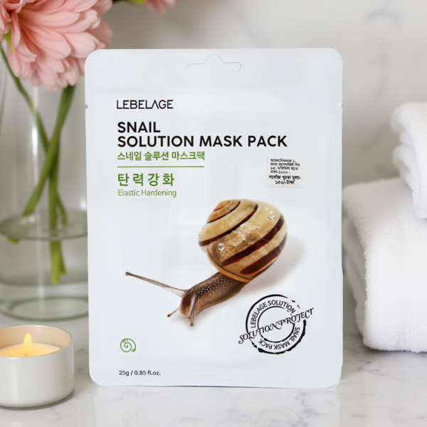 1987238410334 LEBELAGE SNAIL SOLUTION MASK PACK-25GX10PC - الصورة 1