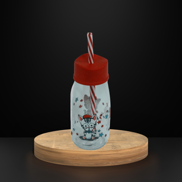 PAM MILK BOTTLE W/STRAW-250ML