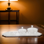 ACRYLIC 4-PCS RECT TRAY W/DATE BOWL SET-40X15CM