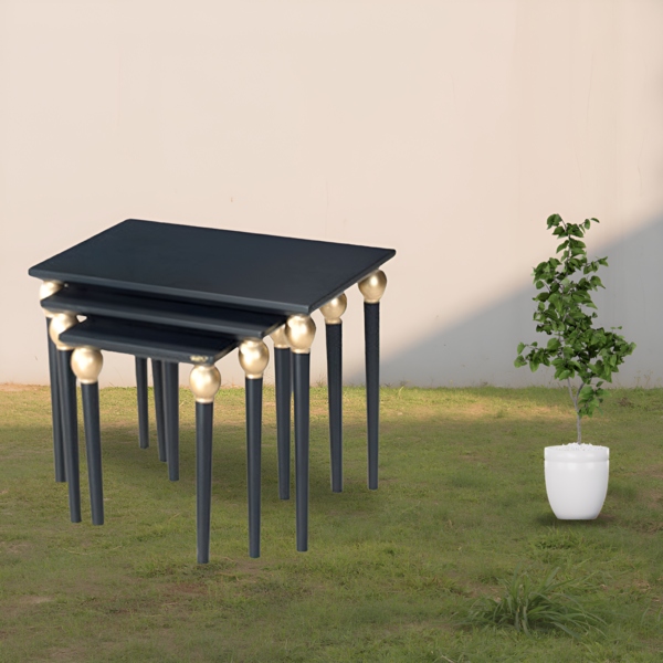 3PCS NESTING TABLE SET -64X43X52-BLACK GOLD