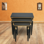 3PCS NESTING TABLE SET-63X43X53-BLACK GOLD