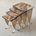 4PCS NESTING TABLE SET- 5+GOLD BELT EDGE+GOLD METAL FRAME