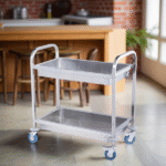 S/STEEL 2 TIERS COLLECTION TROLLEY-950X500X930MM