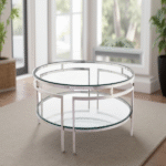 S/STEEL+GLASS TABLE -80X80X48-2 CTN