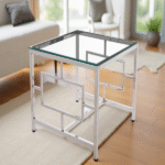 S/STEEL+GLASS TABLE -70X70X52