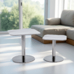 2 PCS S/STEEL+WOOD TABLETOP-50X50X50/40X40X40