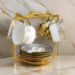 12 PCS CERAMIC TEA SET W/SHELF-200ML*4