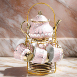 13 PCS CERAMIC TEA SET W/SHELF-850ML+250ML*6