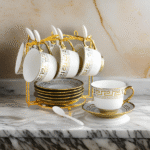 18 PCS CERAMIC TEA SET W/SHELF-200ML*6