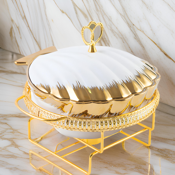 CERAMIC CASSEROLE DISH WITH STAND-2LTR