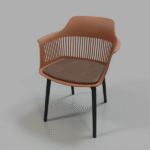 CHAIR W/SEAT CUSHION-BROWN