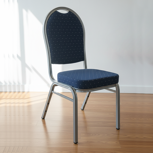BANQUET CHAIR-BLUE W/WHITE DOTS