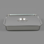 S/STEEL INSTRUMENT TRAY W/LID-40X30X7CM