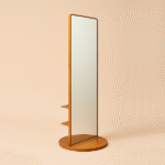 MIRROR WITH WOODEN FRAME & ROTATING BASE-50X170