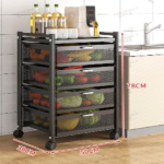 4-TIER STORAGE RACK W/WHEEL-49.5*29.5*78