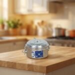 ABU TAJ ENGRAVED INDIAN ALUMINUM POT W/ HANDLE & LOCK-7