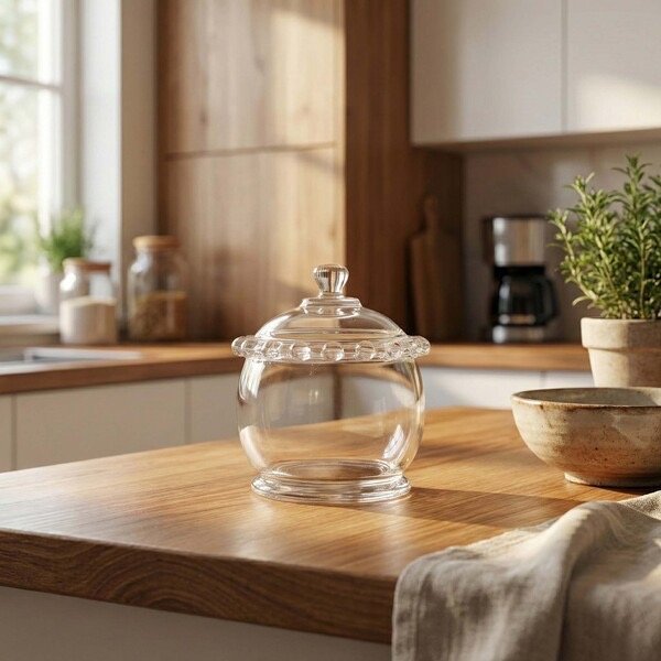 1704228091255.jpg GLASS CANDY JAR W/LID-8.5X10.5 - Image 1