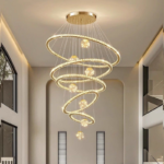S/STEEL+CRYSTAL CINDRELLA LIGHT-300W-D40+60+80+100+120CM-7BALLS-GOLD-2CTN