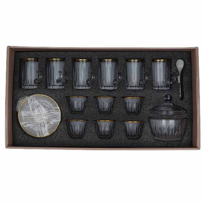 ⁦6+6PCS TEA CUP & SAUCER SET-90CC⁩ - الصورة ⁦1⁩