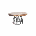 WOODEN CAKE SERVING ROUND TRAY W/STAND