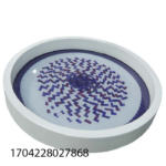 WOODEN+GLASS ROUND SERVING TRAY-24X24X3CM