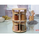 10 PCS GLASS JARS SET WITH BAMBOO RACK