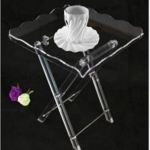 4 PCS ACRYLIC FOLDING COFFEE TABLE SET W/WHEEL-40X40X45CM-CLEAR