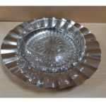 INDIAN STEEL PLATE W/GLASS BOWL-35CM SILVER