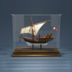 DECORATIVE SHIP W/ACRYLIC BOX