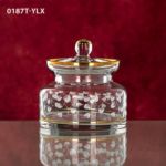 GLASS CANDY POT W/COVER SMALL