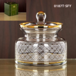 GLASS CANDY POT W/COVER SMALL