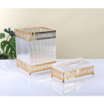 DUSTBIN W/TISSUE BOX SET -20.5X20.5X25.5/24.5X13X8.5-SILVER