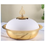 9.5 DATE BOWL W/LID-BEIGE/SILVER