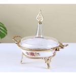 CERAMIC DATE BOWL W/LID-GOLD-23