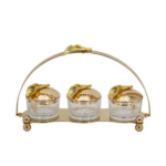 3 PCS GLASS SUGAR JAR W/HOLDER-34X13X21.5CM