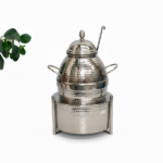 S/STEEL JARRA PHOOL WITH STAND AND SPOON-1.5L-SILVER+GOLD