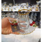 18PCS GLASS TEA CUP & SAUCER SET